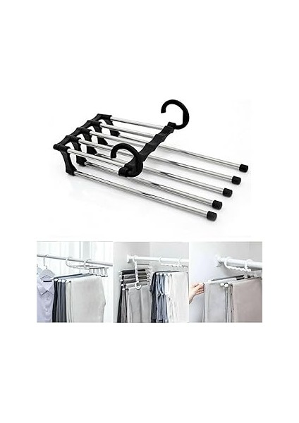 Fethi̇ye Toptan Hareketli Katlanabilir Askı Dolap Içi Kumaş Kot Pantolon Askısı 5 In 1 Eşarp Askılığ