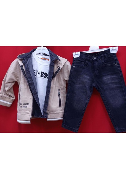 1222.5202 Fermuarlı Erkek Dörtlü Tam Takım 1/4 Yaş - Camel - 1-2 Yaş - BSK41X00011103-CAMEL-1-2 Yaş