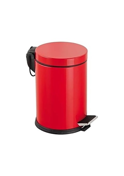 Vinoks Serisi 12 Litre Hacimli Paslanmaz Banyo-Mutfak Pedallı Çöp Kovası Kırmızı, 12L