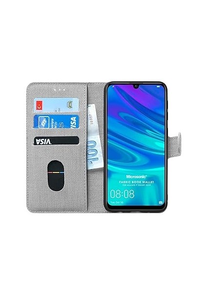 Microsonic P 2019 Için Kılıf Fabric Book Wallet Gri [p 2019 ile Uyumlu Kılıf - G
