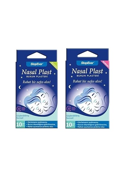 Stopever Nasal Plast Nefes Açıcı Burun Bandı – Normal + Büyük Boy 2'li Paket | Horlamaya Karşı | Da