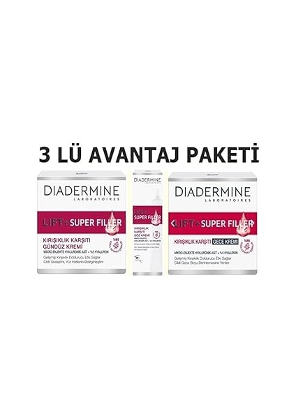 Diadermine Lift+Superfiller 50 ml Gündüz + Gece + Göz 3lü Set