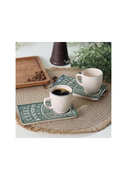 Keramika Maya Doğaltaş Kahve Sunum Seti 4 Parça 2 Kişilik 20788-98