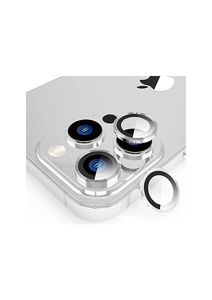 Minesk Iphone 13 / 13 ile Uyumlu Alüminyum Alaşım Çerçeveli Tempered Glass Kamera