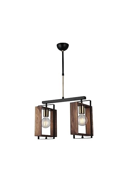 Homemania Lucea Karo 2'li Eskitme Siyah Boyalı Sıralı Avize 2 x E27