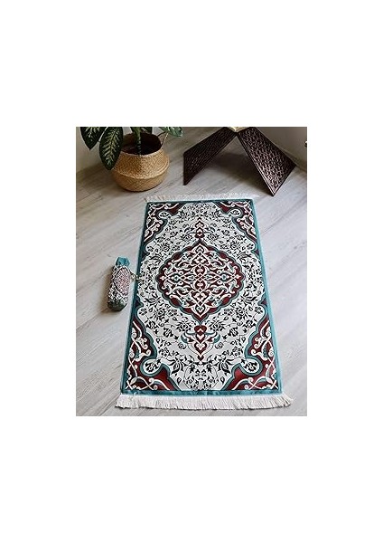 Halı Desenli Ipek Dokulu Keseli Seccade Çok Renkli