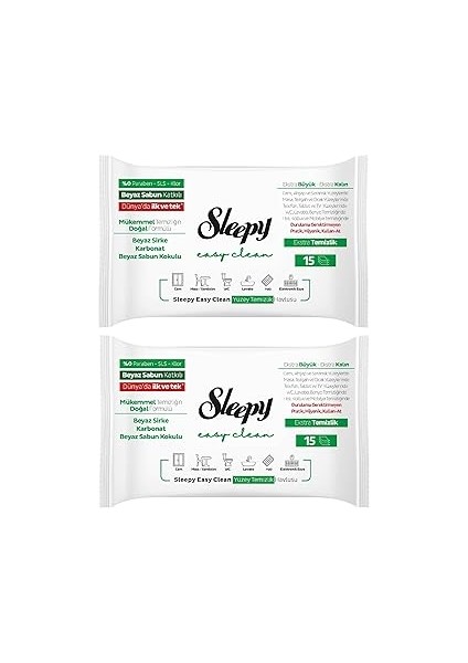 Sleepy Easy Clean Yüzey Temizlik Havlusu&mendili Seyahat Boy 2X15 (30 Yaprak)