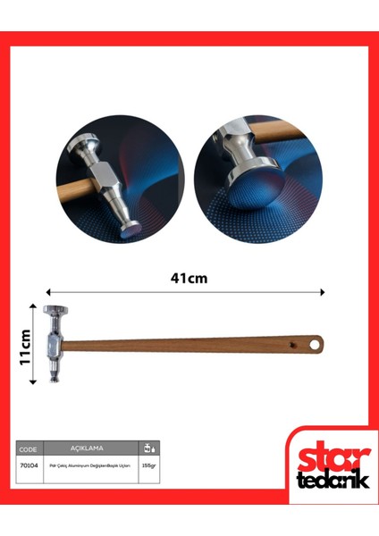 Pdr Çekiç Aluminyum Değişken Başlık 34-14 mm Başlık Uçları