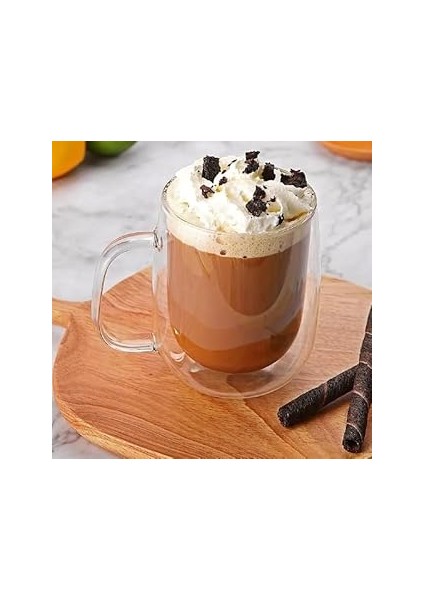 Çift Cidarlı Kulplu Kahve Kupası (Borosilikat)