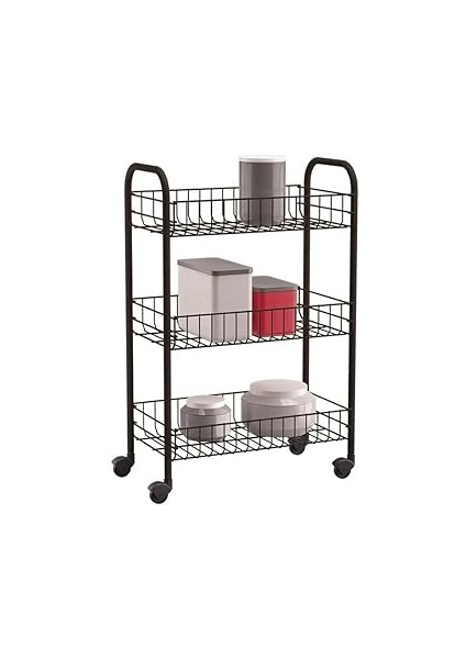 Metaltex Siena Black - Çok Amaçlı Taşıma Arabası. Tekerlekleri Mevcuttur. Siyah Renk. 63X41X23 Cm,