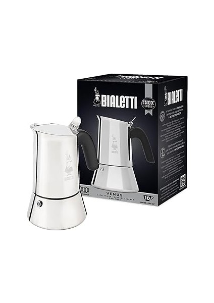 - Venus: 10 Cups Ocak Üstü Espresso Pişirici - 460ML - Gümüş Renk - Paslanmaz Çelik Gövde