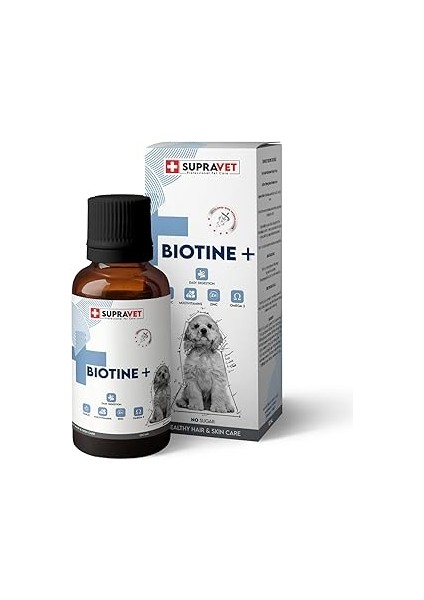 Supravet +B For Dogs Biotine Damla 100 ml + Zinc + Multi Vitamin (Köpekler Için Tüy Sağlığı Da