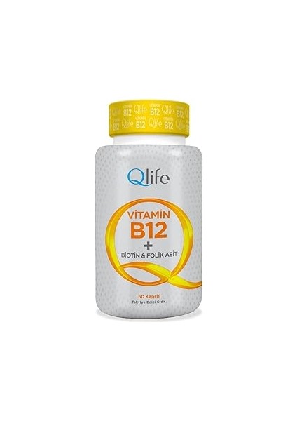 Qlife Vitamin B12 + Biotin & Folik Asit 60 Kapsül
