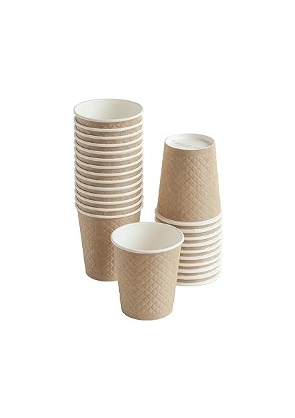 Cuptoyou 25 Adet Kraft Çift Duvarlı Kahve Bardağı 8 Oz, Küçük Kağıt Çay Bardakları 250 Ml, Soğuk ve