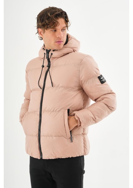 Erkek Regular Fit Astarlı Çok Cepli Kapuşonu Çıkan Rahat Mont