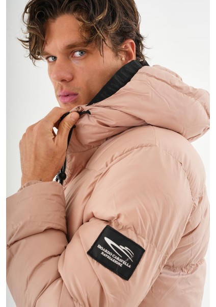 Erkek Regular Fit Astarlı Çok Cepli Kapuşonu Çıkan Rahat Mont