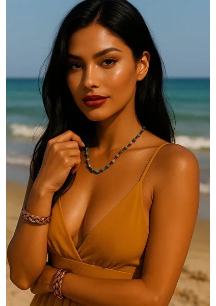 Premium Ürün Varisit ve Yakut Taşının Doğal Taş Kolye