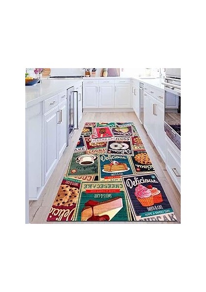 Latte Dizayn Krizan Desenli Pamuk Tabanlı Yıkanabilen Kaydırmaz Antibakteriyel Salon Halısı 80X150