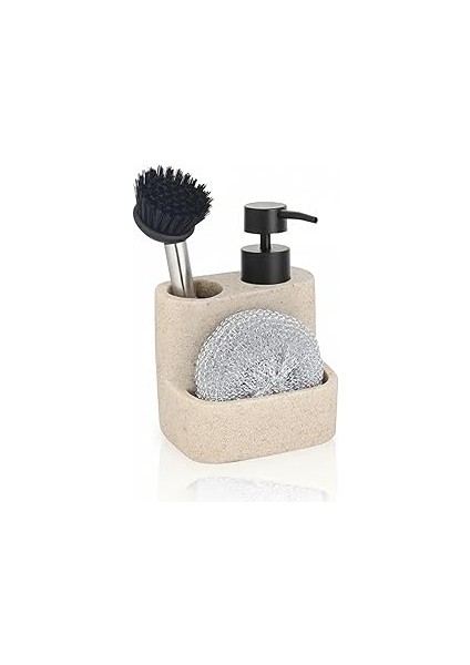 Tasarım Polyresin Sıvı Sabunluk Seti | Fırça/sünger Bölmeli | Tezgah Üstü Düzenleyici | Kola