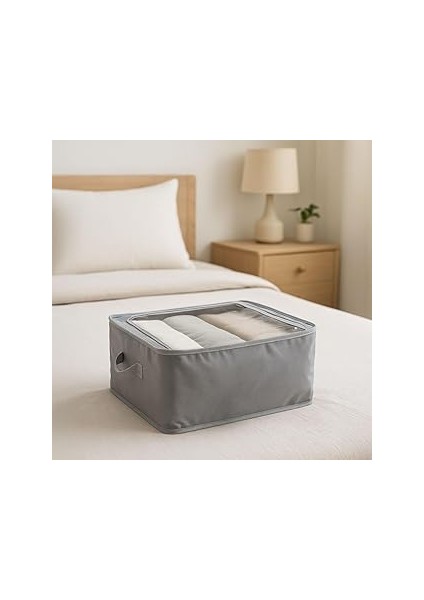 Deconox Çok Amaçlı Düzenleyici Kutu - Dik Duruş Sağlayan Telli Iç Yapı ve Şeffaf Pencereli | Kıyafe