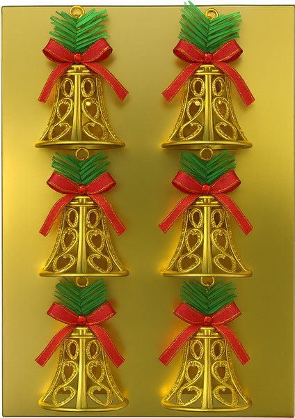 6 Adet Lüx Set Ağacı Süslemeleri Zilleri Yılbaşı Süsleri Yılbaşı Ağacı Süsü Gold