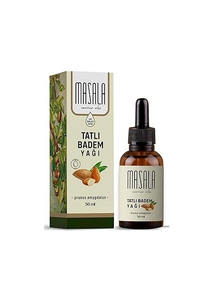 Masala Tatlı Badem Yağı 50 Ml. Soğuk Pres (Sweet Almond Carrier Oil)