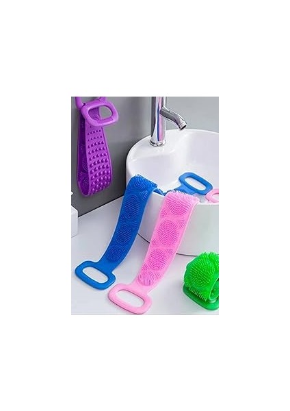 Mobee Banyo Duş Sırt Kesesi Çift Taraflı Silikon Lifi Fırçası 70 cm