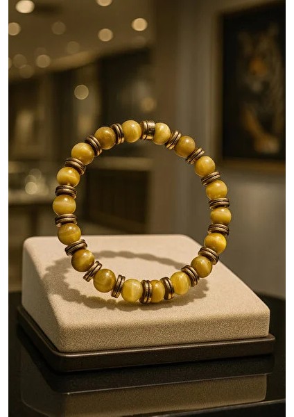 %100 Doğal Kaplan Gözü Gold Taşı Bileklik