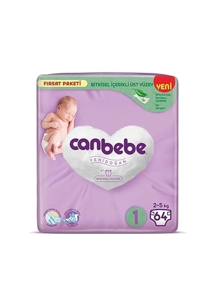 Canbebe Fırsat Paketi Yeni Doğan Bebek Bezi, 64'lü