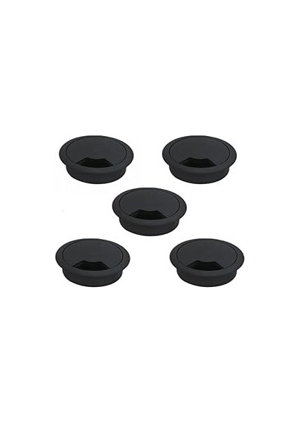 Masa Üstü Kablo Kanalı Deliği Kapağı Siyah Masa Kapağı 8 cm (5 Adet)
