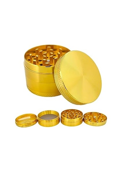 Efotech Grinder Parçalayıcı Metal Baharat Öğütücü Herb Spice 4 Katmanlı 40MM / 50MM / 63MM (Gold, 5