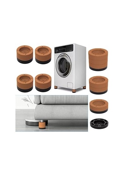 Ti̇neke Beyaz Eşya Ayağı Çamaşır Makinesi Mobilya Titreşim Önleyici Kaydırmaz 4 Lü Set Kahverengi̇ (3