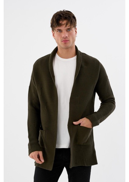 Erkek Oversize Uzun Triko Hırka – Çıtçıtlı, Cepli, Yumuşak Dokulu Rahat Fit 6380