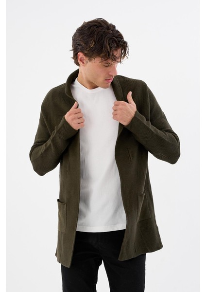 Erkek Oversize Uzun Triko Hırka – Çıtçıtlı, Cepli, Yumuşak Dokulu Rahat Fit 6380