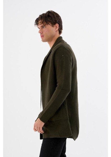 Erkek Oversize Uzun Triko Hırka – Çıtçıtlı, Cepli, Yumuşak Dokulu Rahat Fit 6380