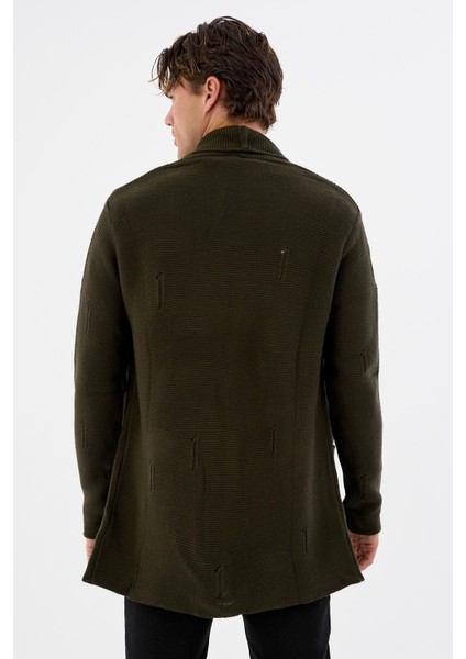 Erkek Oversize Uzun Triko Hırka – Çıtçıtlı, Cepli, Yumuşak Dokulu Rahat Fit 6380