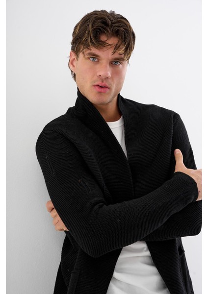 Erkek Oversize Uzun Triko Hırka – Çıtçıtlı, Cepli, Yumuşak Dokulu Rahat Fit 6380