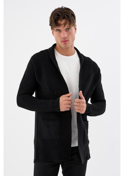 Erkek Oversize Uzun Triko Hırka – Çıtçıtlı, Cepli, Yumuşak Dokulu Rahat Fit 6380