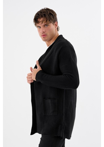 Erkek Oversize Uzun Triko Hırka – Çıtçıtlı, Cepli, Yumuşak Dokulu Rahat Fit 6380