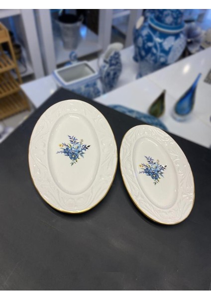 Rolyef Blue 2'li Kayık Tabak