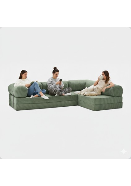 300X200 Teddy Serisi Köşe Açık Uzanma Modüler Koltuk | Yıkanabilir Corduroy Kumaş | Çok Fonksiyonlu Yer Yatağıyeny Fitilli Kadife | Köşe Koltuk | 160X160 Köşe Takımı | Modüler Köşe Takımı