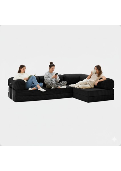 300X200 Teddy Serisi Köşe Açık Uzanma Modüler Koltuk | Yıkanabilir Corduroy Kumaş | Çok Fonksiyonlu Yer Yatağıyeny Fitilli Kadife | Köşe Koltuk | 160X160 Köşe Takımı | Modüler Köşe Takımı