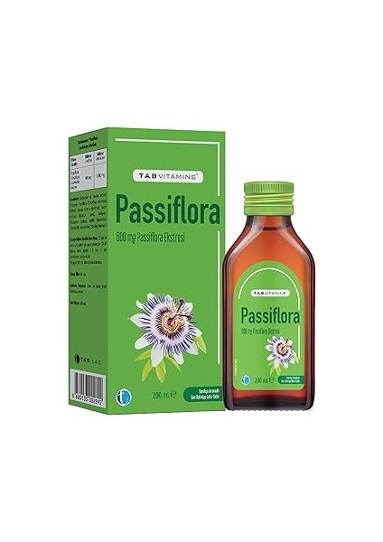 Tabvitamins Passiflora Likit 200 ml Pasiflora Şurup 600 Mg
