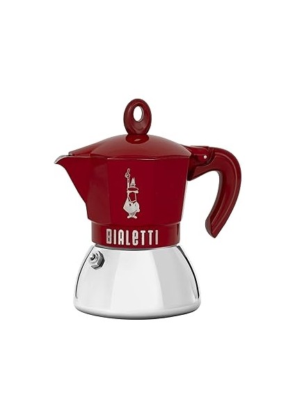 - Moka Exclusive Indüksiyon: 4 Cups Ocak Üstü Espresso Pişirici - 200ML - Kırmızı Renk - A