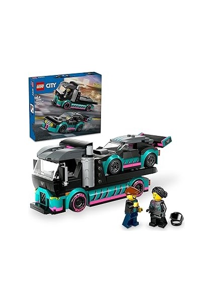 City Yarış Arabası ve Araba Taşıyıcı Kamyon 60406-6 Yaş ve Üstü Kız ve Erkek Çocuklar Için Aya