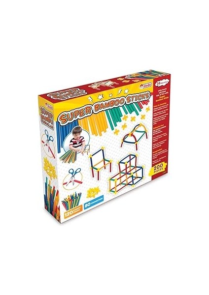 Dede Süper Bambu Çubuklar 200 Parça, Esnek Plastik, +3 Yaş Için