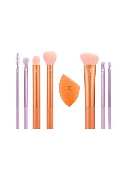 Real Techniques Düzleştirmek Fırça ve Sünger Seti, Göz Farı Için Makyaj Fırçaları, Fondöten, Allık