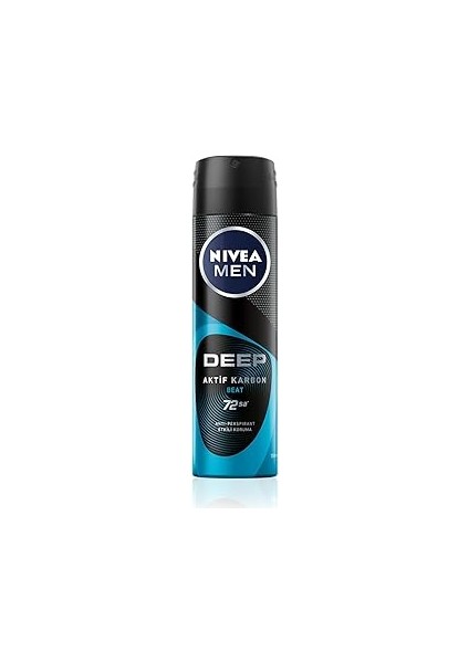 Men Erkek Sprey Deodorant Deep Beat 150ML, 72 Saat Anti-Perspirant Koruma
