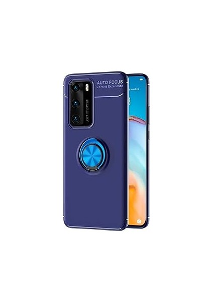 Microsonic P40 Için Kılıf Kickstand Ring Holder Lacivert [P40 ile Uyumlu Kılıf - Lacivert]