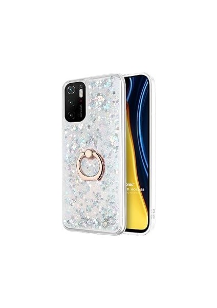 Microsonic M3 Için Kılıf Glitter Liquid Holder Gümüş [poco M3 ile Uyumlu Kılıf
